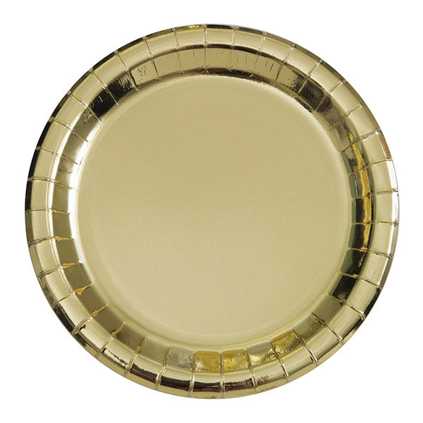 Gold Foil Round Paper Plates 9in 8pk
