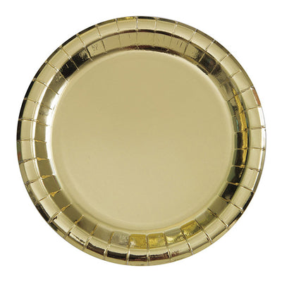 Gold Foil Round Paper Plates 9in 8pk