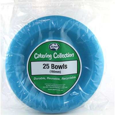 Azure Blue Plastic Bowls 25pk