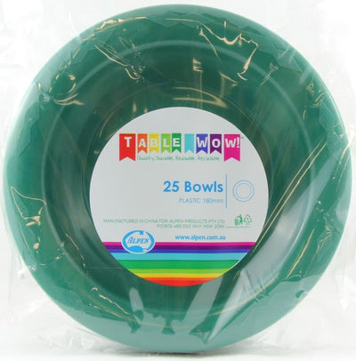 Green Plastic Bowls 25pk