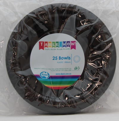 Black Plastic Bowls 25pk