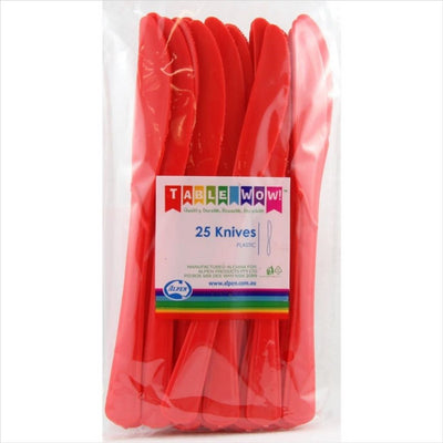 Red Plastic Knives 25pk