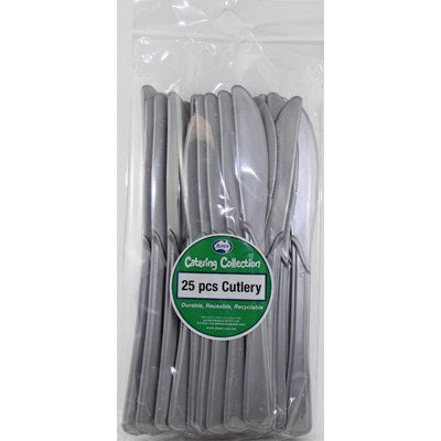 Silver Plastic Knives 25pk