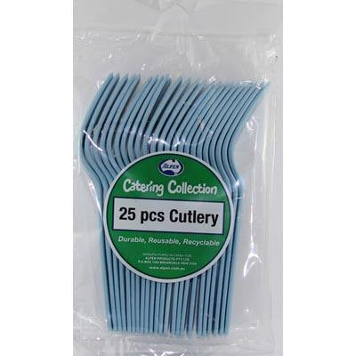 Light Blue Plastic Forks 25pk