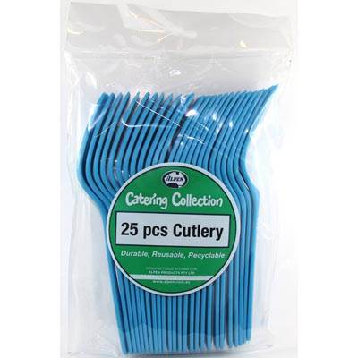 Azure Blue Plastic Forks 25pk