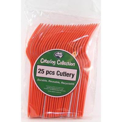 Orange Plastic Forks 25pk