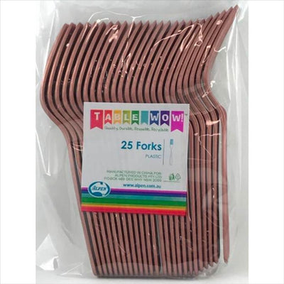 Rose Gold Plastic Forks 25pk