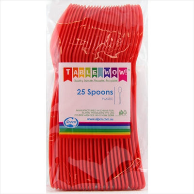 Red Plastic Spoons 25pk