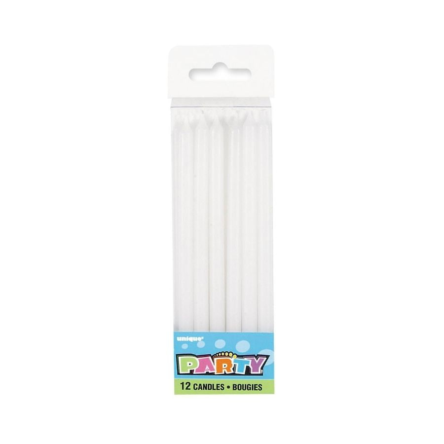 12pk White Candles 5in