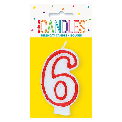 Red No. 6 Numeral Candle