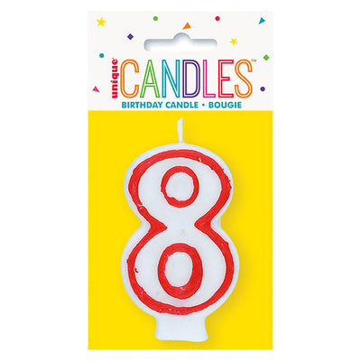Red No. 8 Numeral Candle
