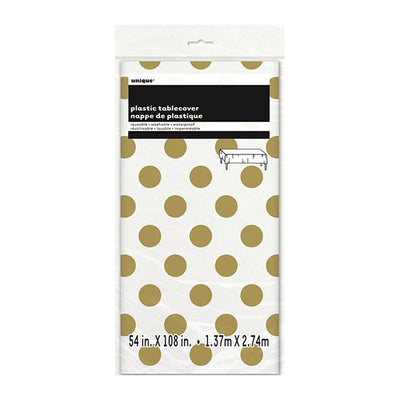 Dots Gold Plastic Tablecover 137x274cm