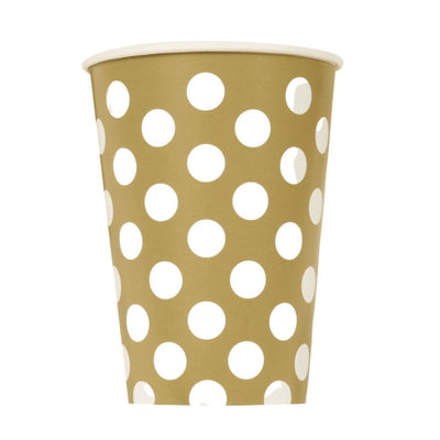 Dots Gold Paper Cups 12oz 6pk