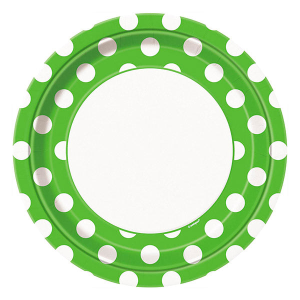 Dots Lime Green Paper Plates 9in 8pk