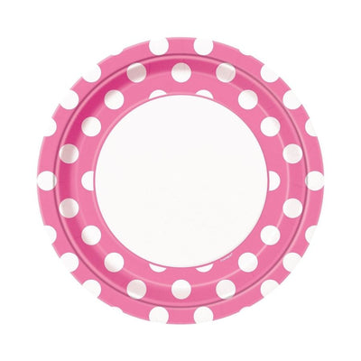 Dots Hot Pink Paper Plates 9in 8pk