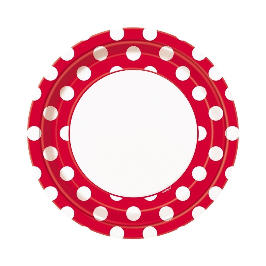 Dots Red Paper Plates 9in 8pk