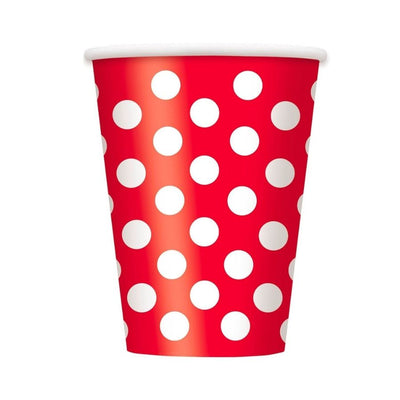 Ruby Red Dots Paper Cups 355ml 6pk
