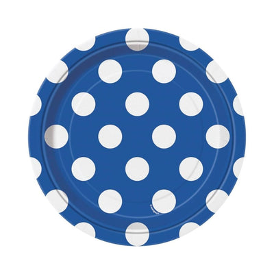 Dots Royal Blue Paper Plates 7in 8pk