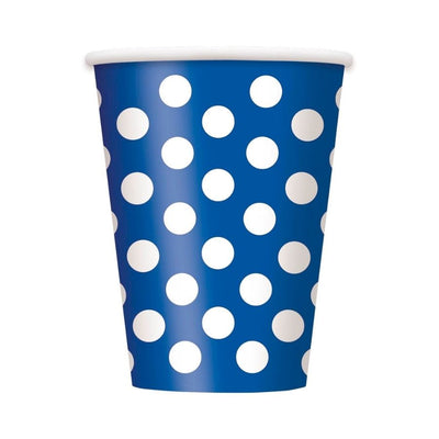 Dots Royal Blue Paper Cups 12oz 6pk