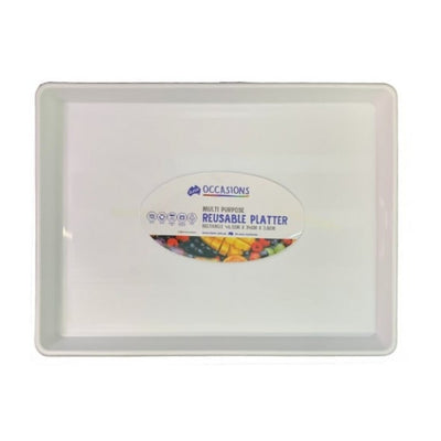 White Rectangle Reusable Platter 46.5x34x3.8cm