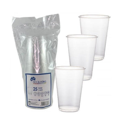 25pk Plastic Beer Cups 285ml