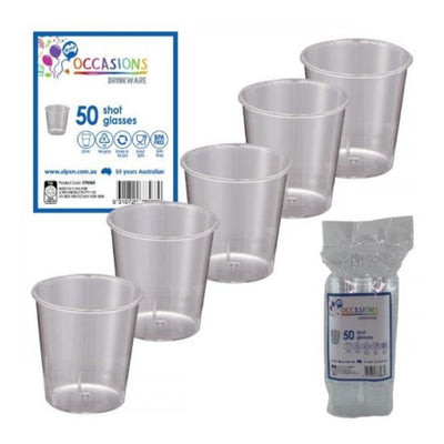 50pk Clear Plastic Shot Glass 30ml