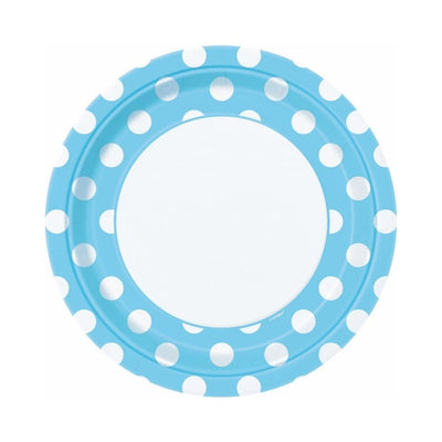 Dots Powder Blue Paper Plates 9in 8pk