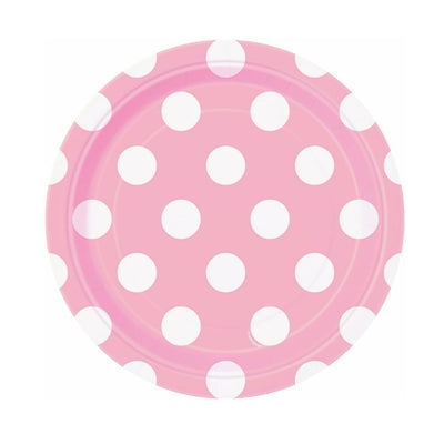 Lovely Pink Dots Round Paper Plates 18cm 8pk