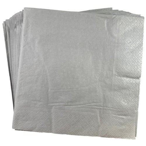Metallic Silver Dinner Napkins 2ply 40x40cm 50pk
