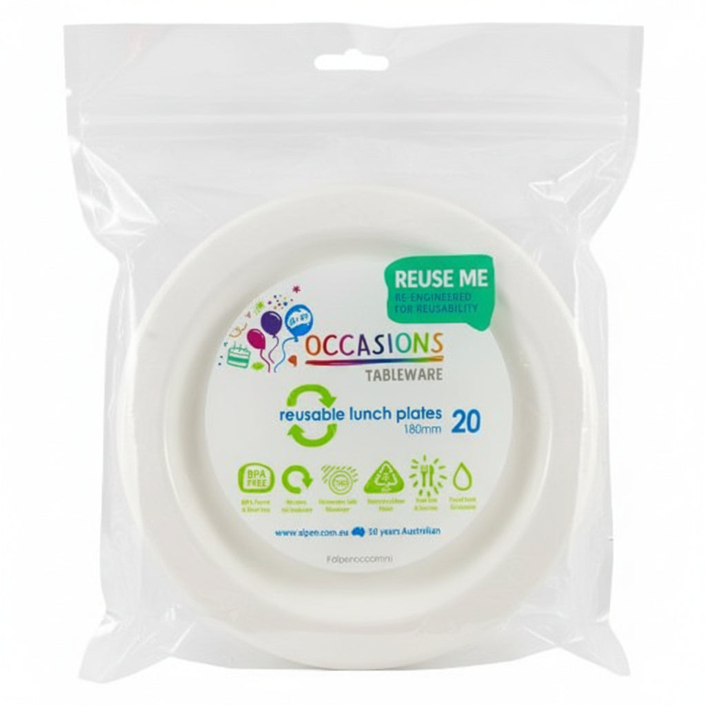 White Plastic Lunch Plates 180mm 20pk