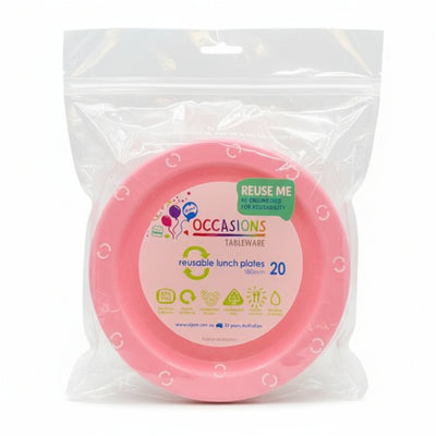 Light Pink Plastic Lunch Plates 180mm 20pk