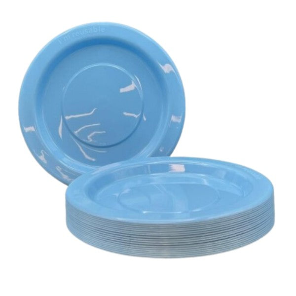 Light Blue Plastic Lunch Plates 180mm 20pk