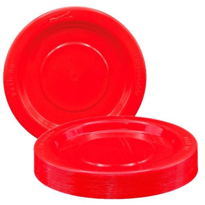 Red Plastic Lunch Plates 180mm 20pk