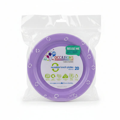 Lavender Plastic Lunch Plates 180mm 20pk