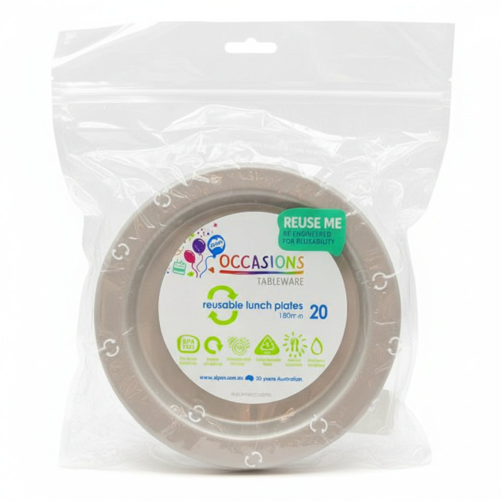 Silver Plastic Lunch Plates 180mm 20pk