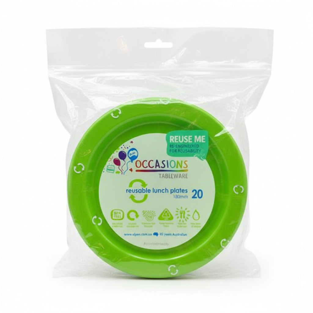 Lime Plastic Lunch Plates 180mm 20pk
