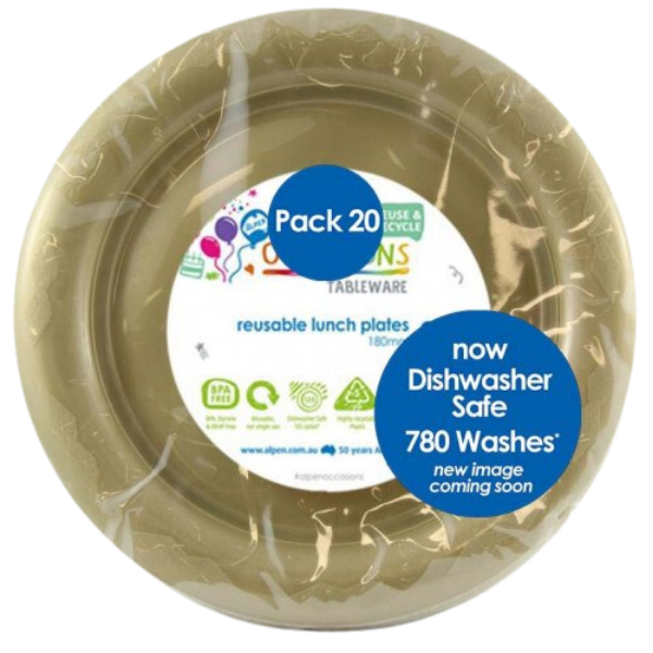 Gold Plastic Lunch Plates 180mm 20pk