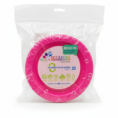 Magenta Plastic Lunch Plates 180mm 20pk