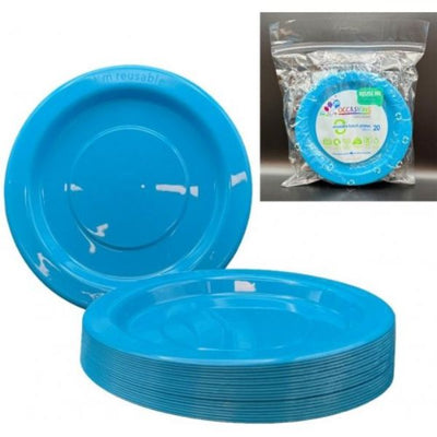 Azure Blue Plastic Lunch Plates 180mm 20pk