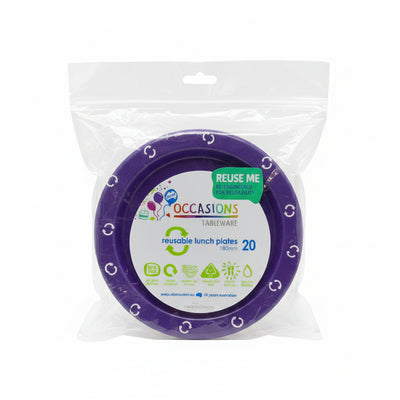 Purple Plastic Lunch Plates 180mm 20pk