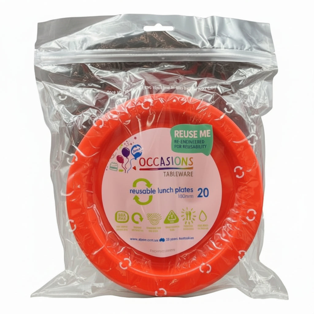 Orange Plastic Lunch Plates 180mm 20pk