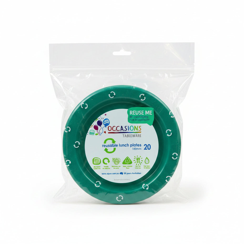 Green Plastic Lunch Plates 180mm 20pk