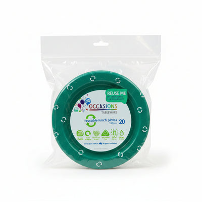 Green Plastic Lunch Plates 180mm 20pk