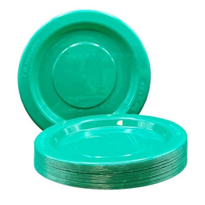 Green Plastic Lunch Plates 180mm 20pk