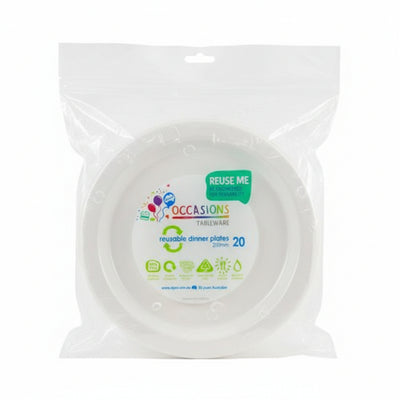 White Plastic Dinner Plates 230mm 20pk