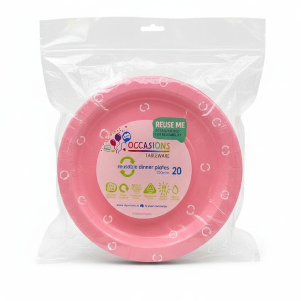 Light Pink Plastic Dinner Plates 230mm 20pk