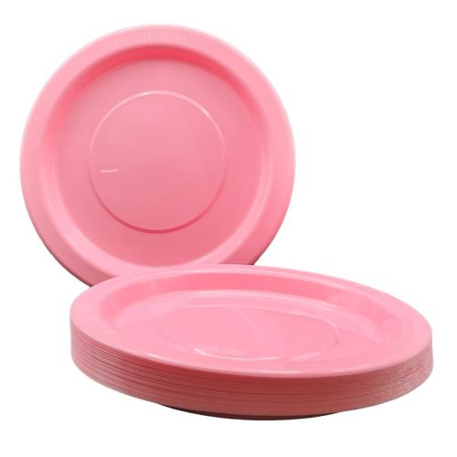 Light Pink Plastic Dinner Plates 230mm 20pk