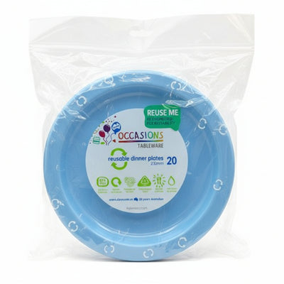 Light Blue Plastic Dinner Plates 230mm 20pk