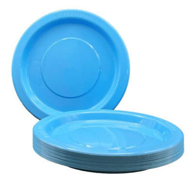 Light Blue Plastic Dinner Plates 230mm 20pk