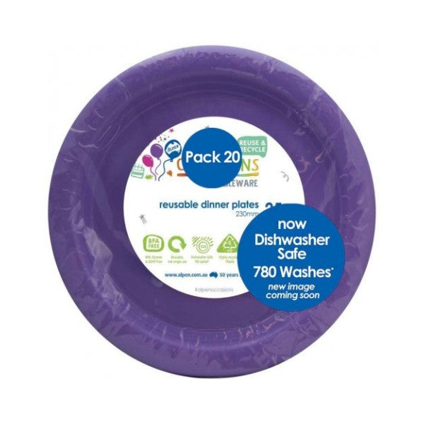 Lavender Plastic Dinner Plates 230mm 20pk